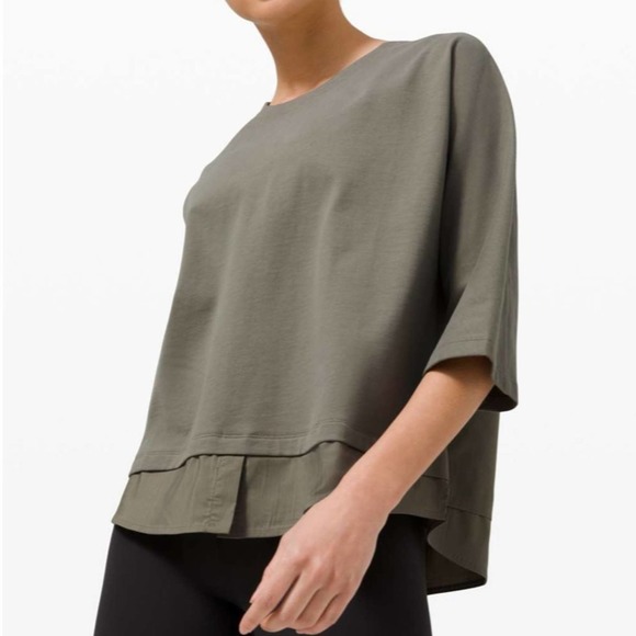 Lululemon Live to Layer Loose Olive Running Yoga Shirt Blouse - Picture 2 of 5